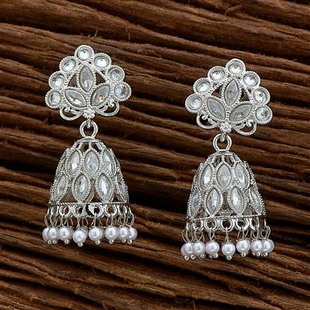 Antique Pearl Earring With Rhodium Plating