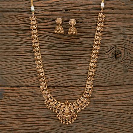 Antique Peacock Necklace With Matte Gold Plating