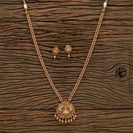 Antique Peacock Necklace With Matte Gold Plating