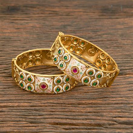Antique Meenakari Bangles With Matte Gold Plating