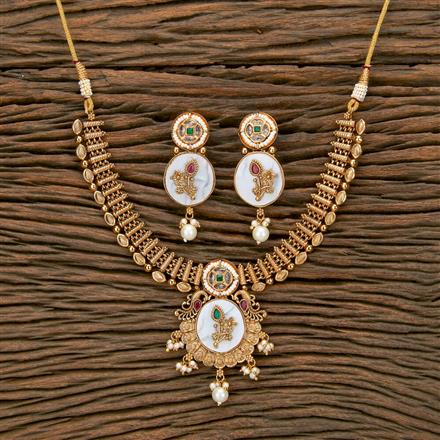 Antique Pearl Necklace With Gold Plating
