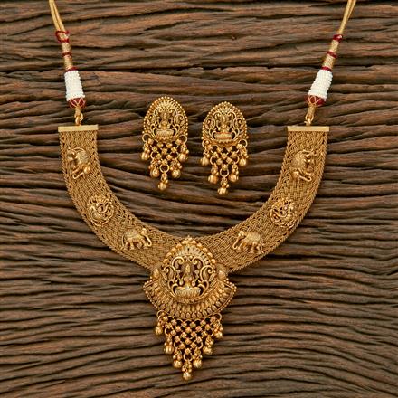 Antique South Indian Necklace With Matte Gold Plating