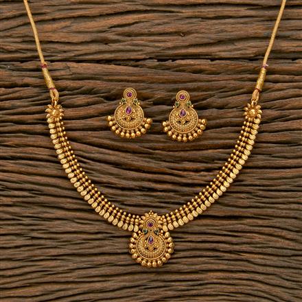 Antique Classic Necklace With Matte Gold Plating