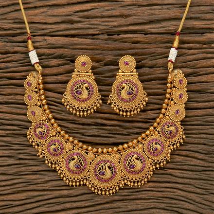 Antique Classic Necklace With Matte Gold Plating