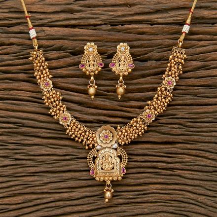 Antique Temple Necklace With Matte Gold Plating