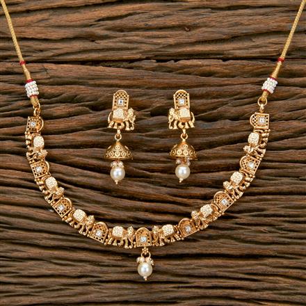 Antique Meenakari Necklace With Matte Gold Plating