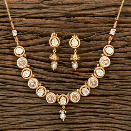 Antique Meenakari Necklace With Matte Gold Plating