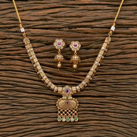 Antique Classic Necklace With Matte Gold Plating