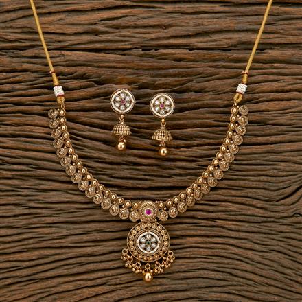 Antique Classic Necklace With Matte Gold Plating