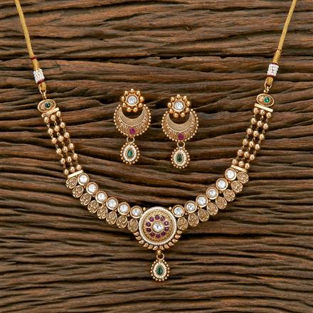 Antique Classic Necklace With Matte Gold Plating