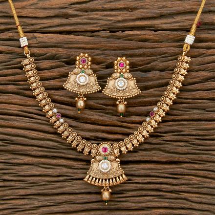 Antique Classic Necklace With Matte Gold Plating