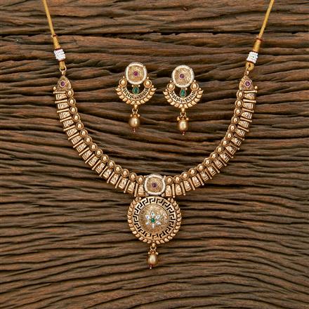 Antique Classic Necklace With Matte Gold Plating