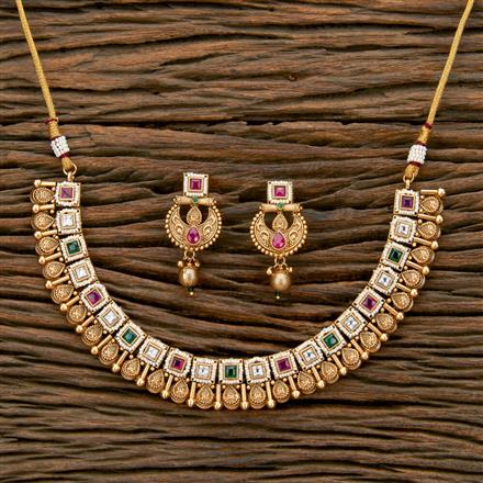 Antique Classic Necklace With Matte Gold Plating