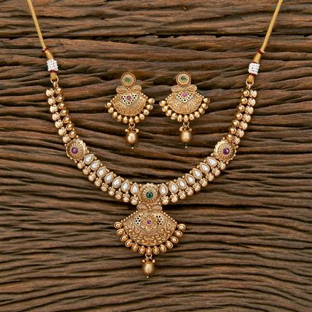 Antique Classic Necklace With Matte Gold Plating