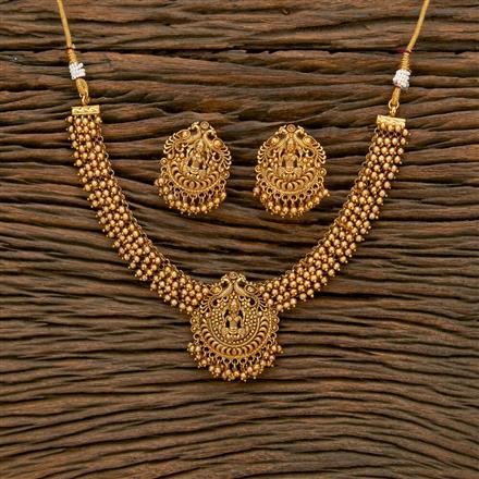 Antique South Indian Necklace With Matte Gold Plating