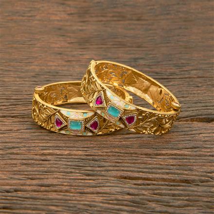 Antique Meenakari Bangles With Matte Gold Plating
