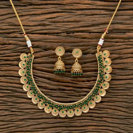 Antique Moti Necklace With Matte Gold Plating
