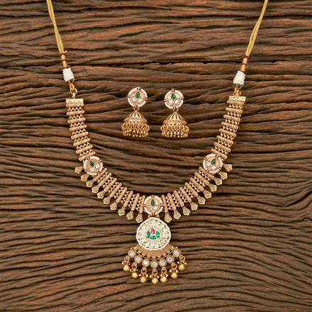 Antique Classic Necklace With Matte Gold Plating