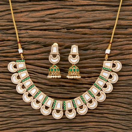 Antique Mother Of Pearl Necklace With Gold Plating