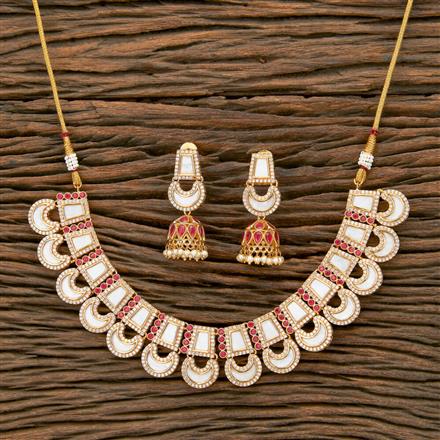 Antique Mother Of Pearl Necklace With Gold Plating