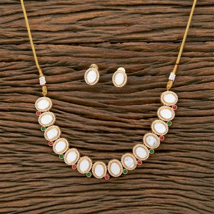 Antique Mother Of Pearl Necklace With Gold Plating