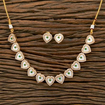 Antique Mother Of Pearl Necklace With Gold Plating