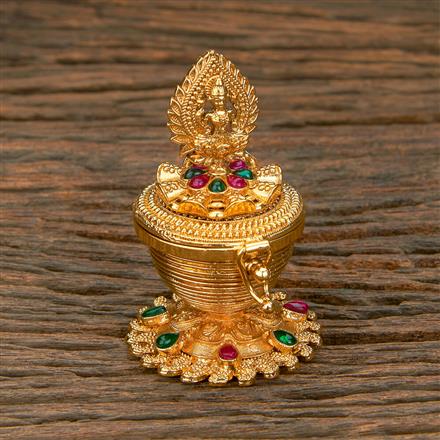 Antique Temple Sindoor Box With Gold Plating