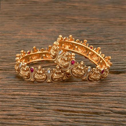 Antique Temple Bangles With Matte Gold Plating