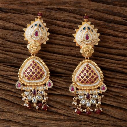 Antique Meenakari Earring With Matte Gold Plating