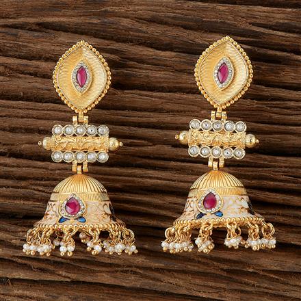 Antique Meenakari Earring With Matte Gold Plating