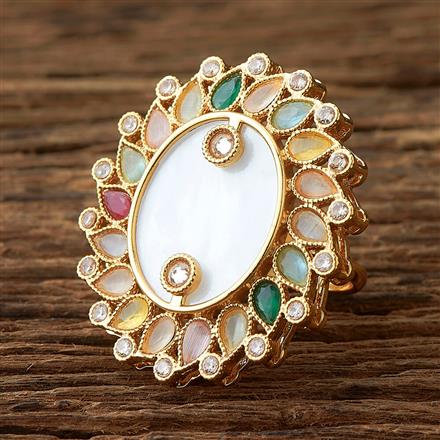 Antique Mother Of Pearl Ring With Gold Plating