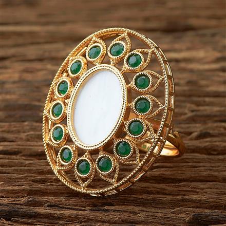 Antique Mother Of Pearl Ring With Gold Plating