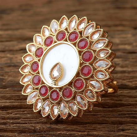 Antique Mother Of Pearl Ring With Gold Plating