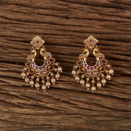 Antique Peacock Earring With Matte Gold Plating