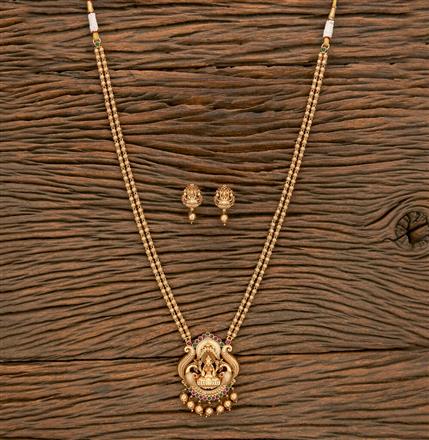 Antique Peacock Necklace With Matte Gold Plating