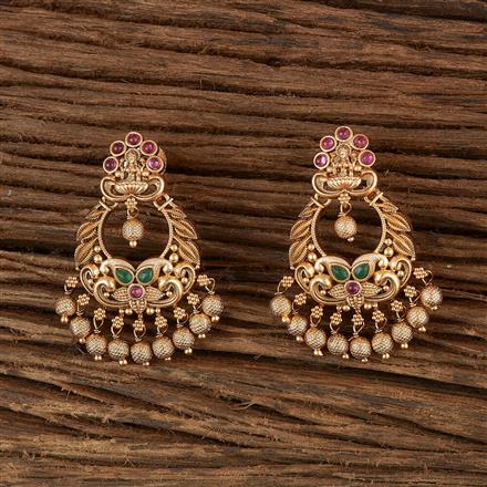 Antique South Indian Earring With Matte Gold Plating