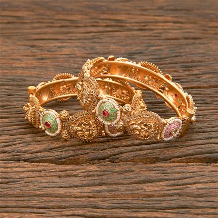Antique Temple Bangles With Matte Gold Plating