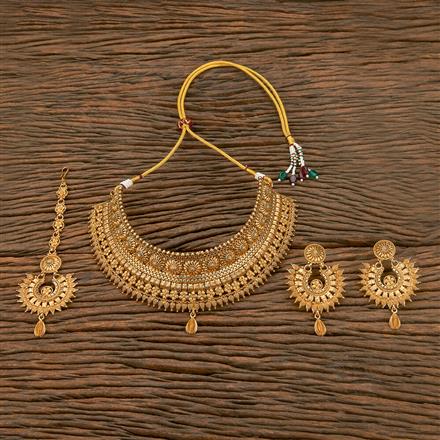 Antique Plain Gold Necklace With Gold Plating