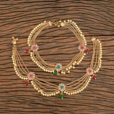 Antique Moti Payal With Gold Plating
