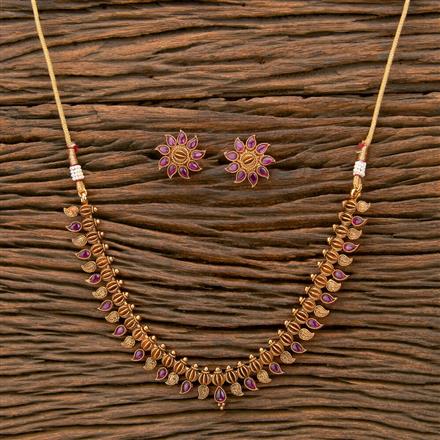 Antique South Indian Necklace With Matte Gold Plating