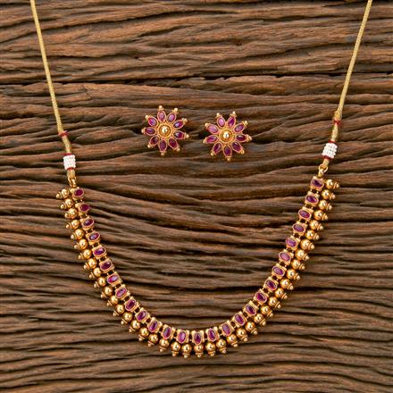 Antique South Indian Necklace With Matte Gold Plating