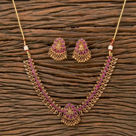 Antique Temple Necklace With Matte Gold Plating