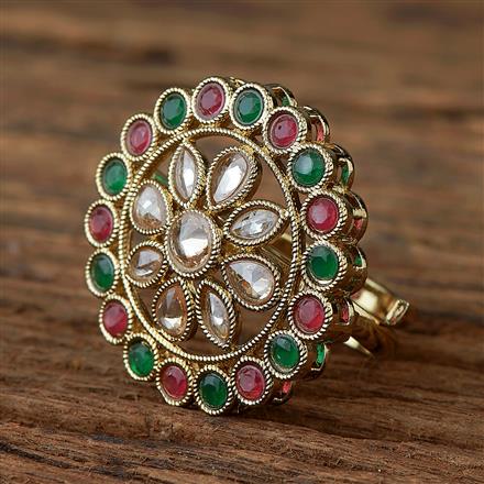 Antique Adjustable Ring With Mehndi Plating