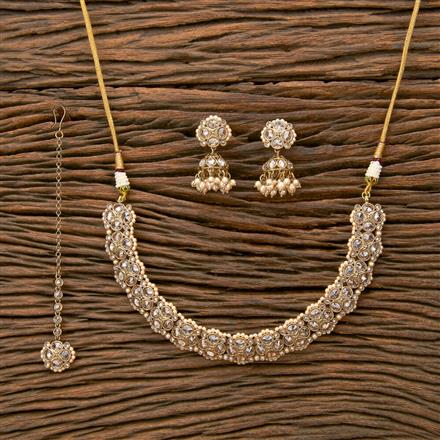 Antique Pearl Necklace With Mehndi Plating