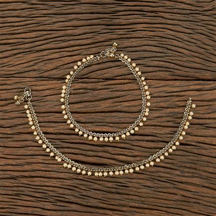 Antique Pearl Payal With Mehndi Plating