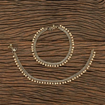 Antique Pearl Payal With Mehndi Plating