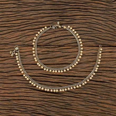 Antique Pearl Payal With Mehndi Plating