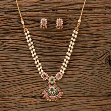 Antique Mala Pendant Set With Gold Plating