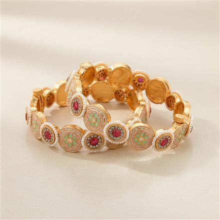 Antique Meenakari Bangles With Matte Gold Plating