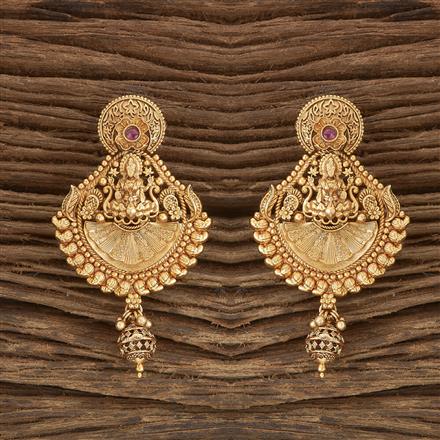Antique Temple Earring With Matte Gold Plating